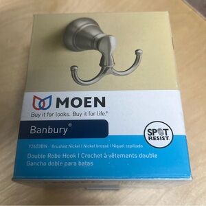 MOEN Banbury Brushed Nickel Double Robe Hook Brand New in Box